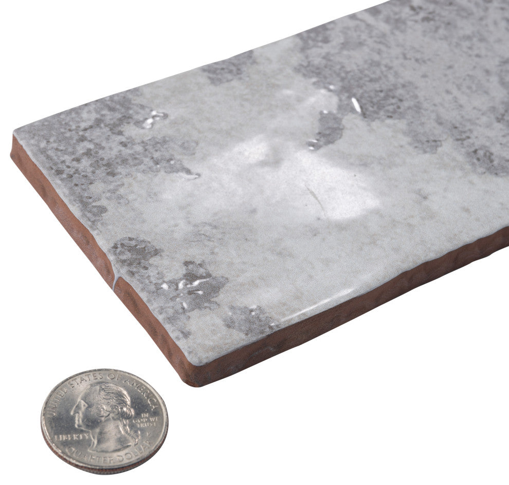 Biarritz 3" x 11-7/8" Ceramic Wall Tile, Grey