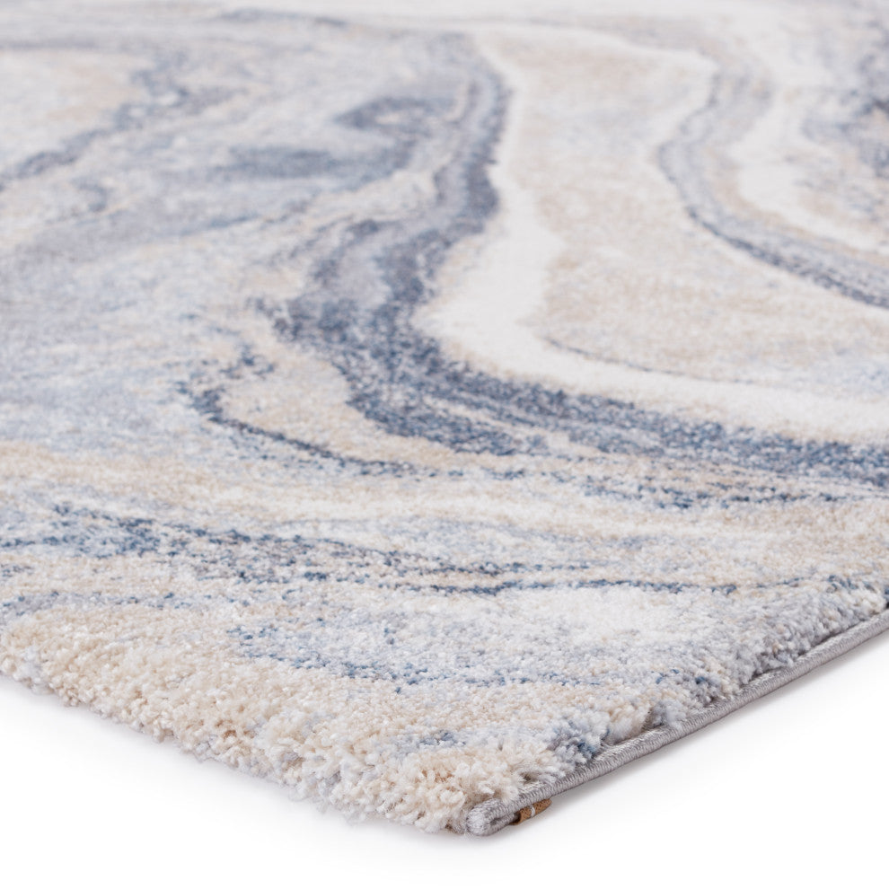 Vibe Orion Abstract Blue and Light Gray Runner Rug, 12'x15'
