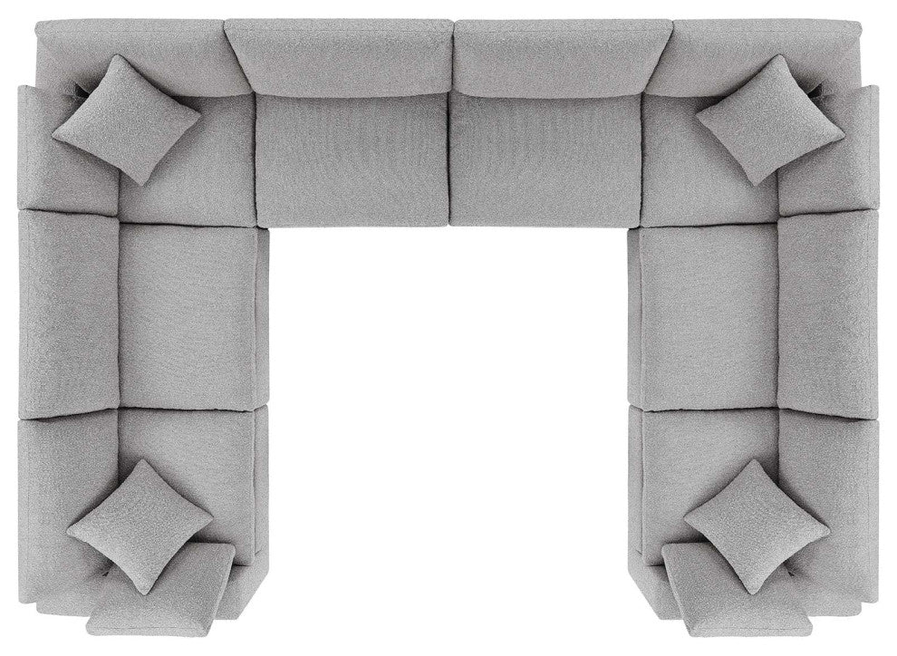 Commix Down Filled Overstuffed Boucle Fabric 8-Piece Sectional Sofa, Light Gray