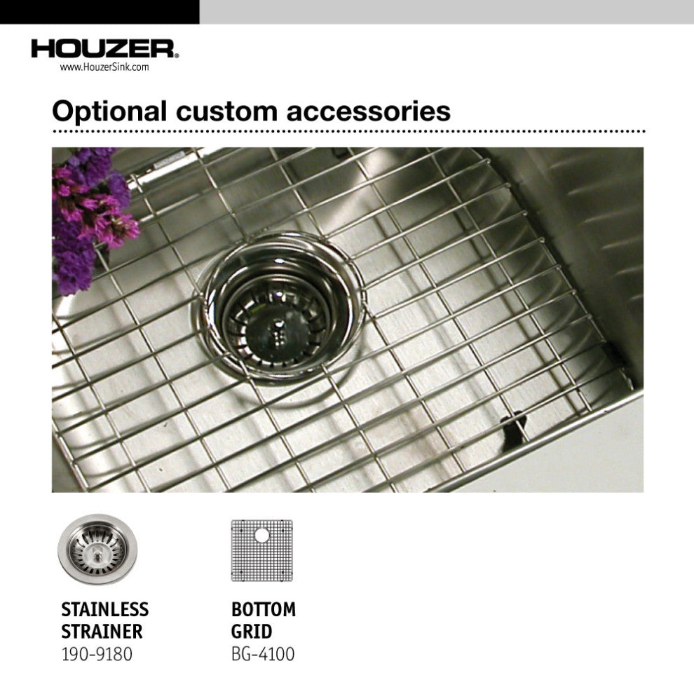 Houzer CNB-1200 Savior 12" Undermount Single Basin Stainless - Stainless Steel