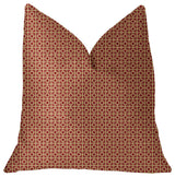 Crimson Square Red and Beige Luxury Throw Pillow, 18"x18"