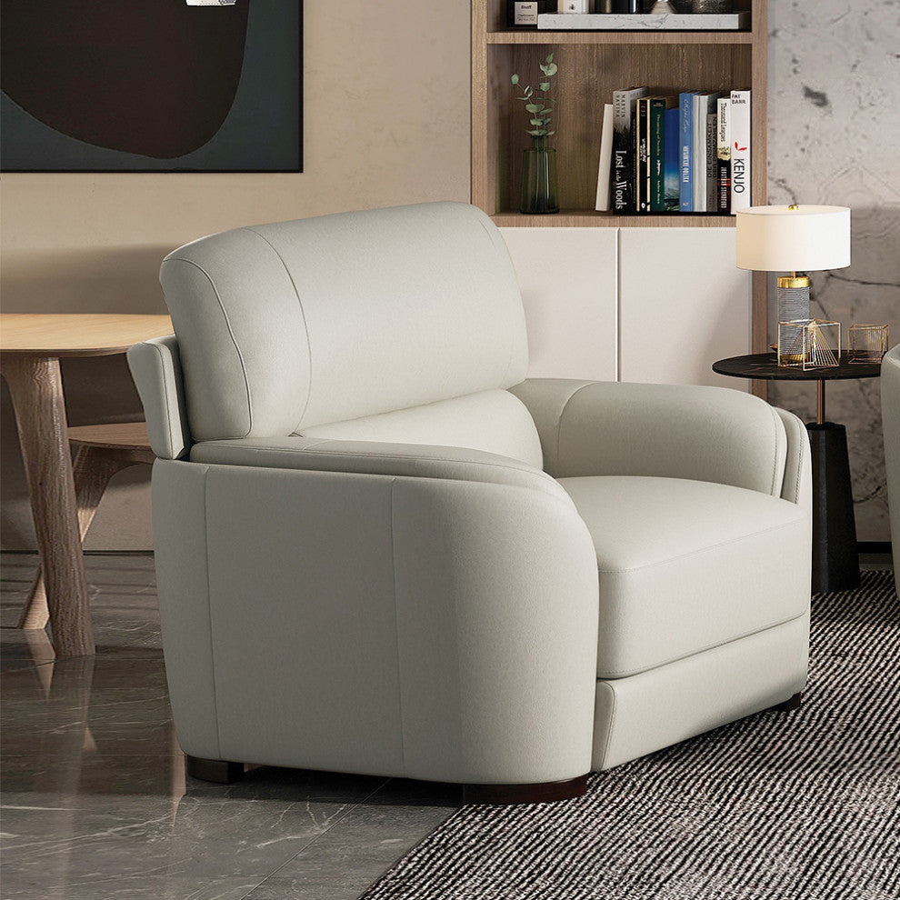 ACME Edrice Chair, Ice Gray Top Grain Leather