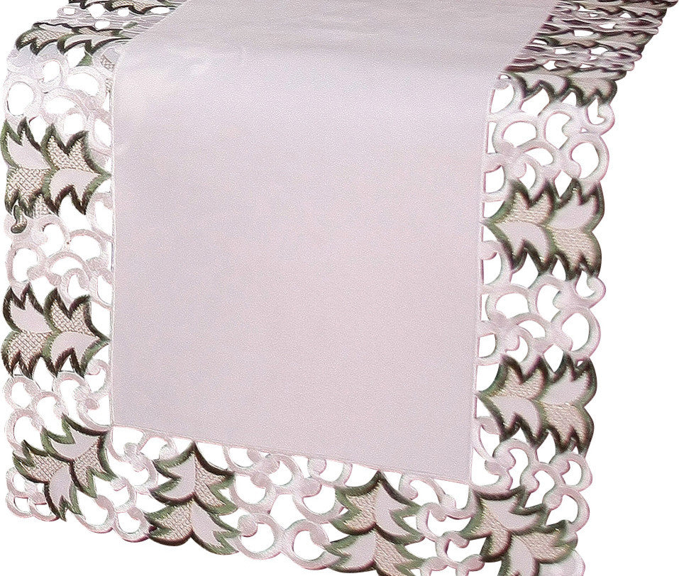 Tannenbaum Embroidered Cutwork Christmas Table Runner, 16"x34"