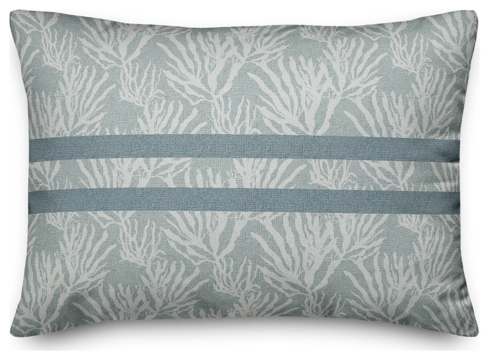 White Coral Blue Stripe on Blue 20 x 14 Spun Poly Pillow