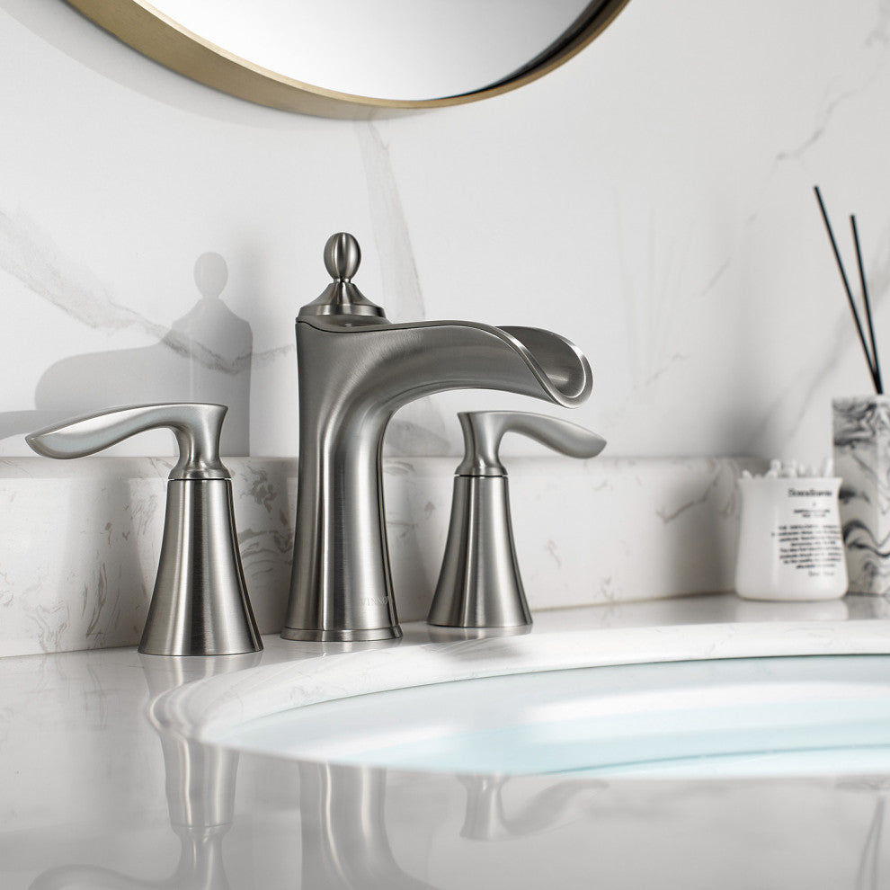 Ukiah Two Handle 8" Widespread Bathroom Faucet, Brushed Nickel