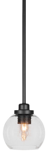 Odyssey 1 Light Mini Pendant, Matte Black Finish, 6" Clear Bubble Glass