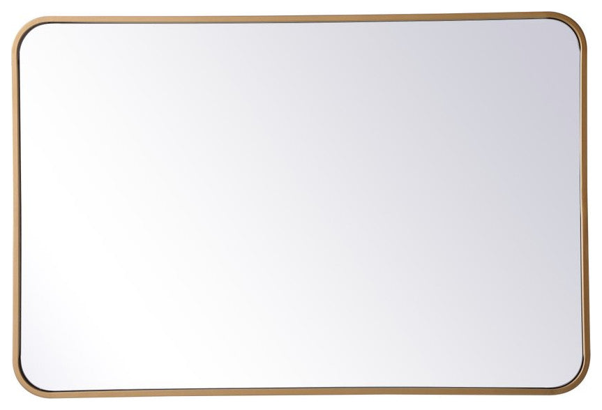 Elegant Decor MR802436BR Soft Corner Metal Rectangular Mirror, 24"x36"