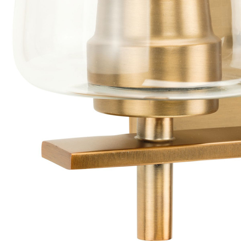 Calais 14.62" 2-Light Vintage Brass Clear Glass Bath Vanity Light
