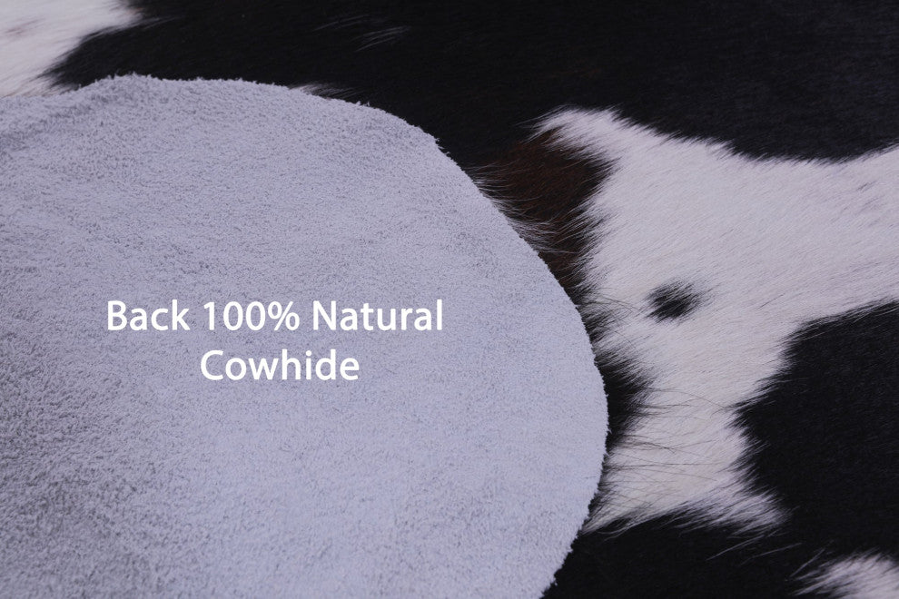 6' 6" X 6' 4" Tricolor Natural Cowhide Rug C2339