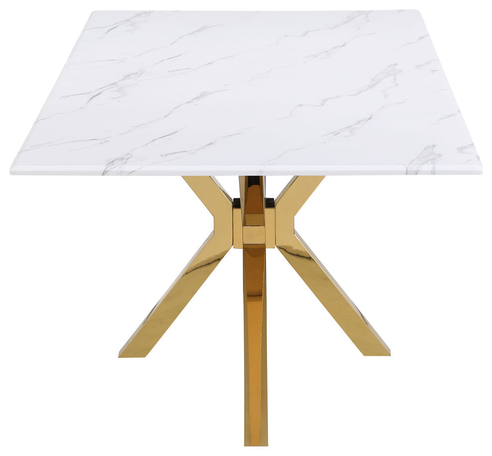 Venera Rectangular 79" Faux Marble Dining Table White