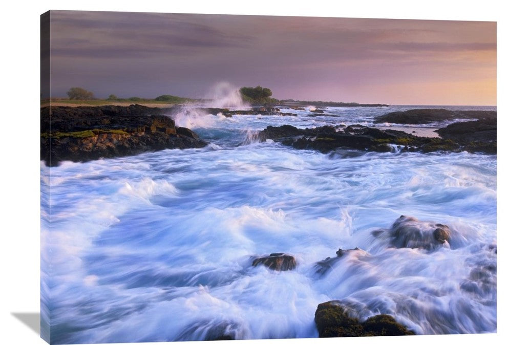 "Waves And Surf At Wawaloli Beach The Big Island, Hawaii" Artwork, 40" x 30"