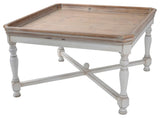 Square Shaped Wooden Coffee Table With Beveled Edges, Brown & Gray