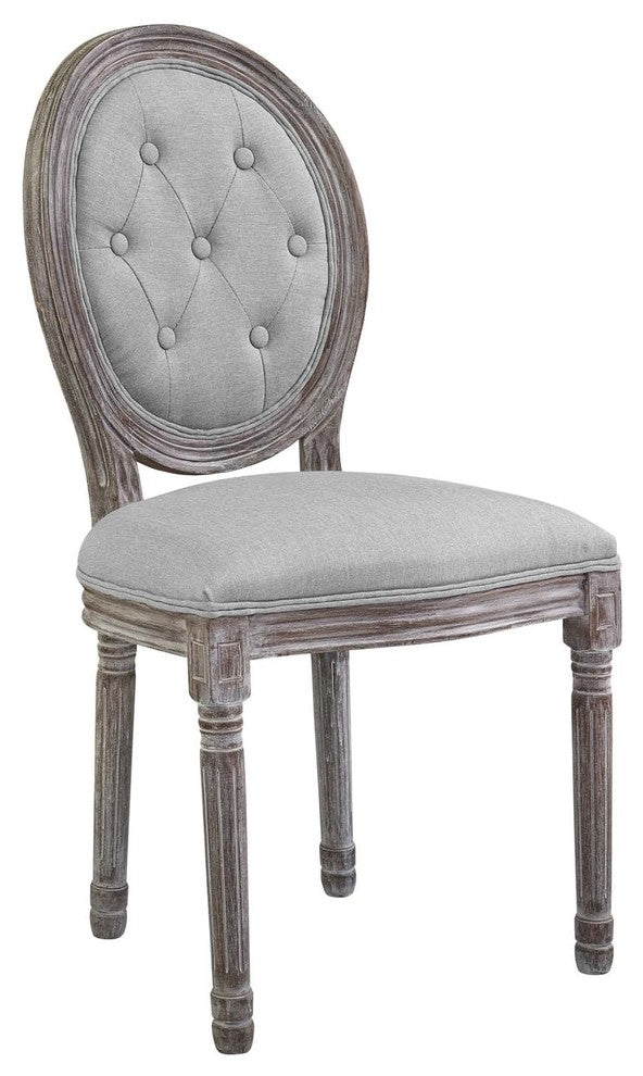 Arise Vintage French Upholstered Fabric Dining Side Chair Light Gray