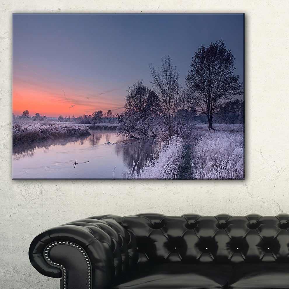 "Frosty Fall Morning Panorama" Landscape Print Wall Artwork, 1 Panel, 60"x28"