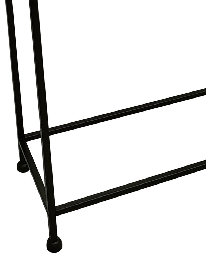 48" Console Sofa Table Bronze Tray Top Industrial Iron Frame Black Brown