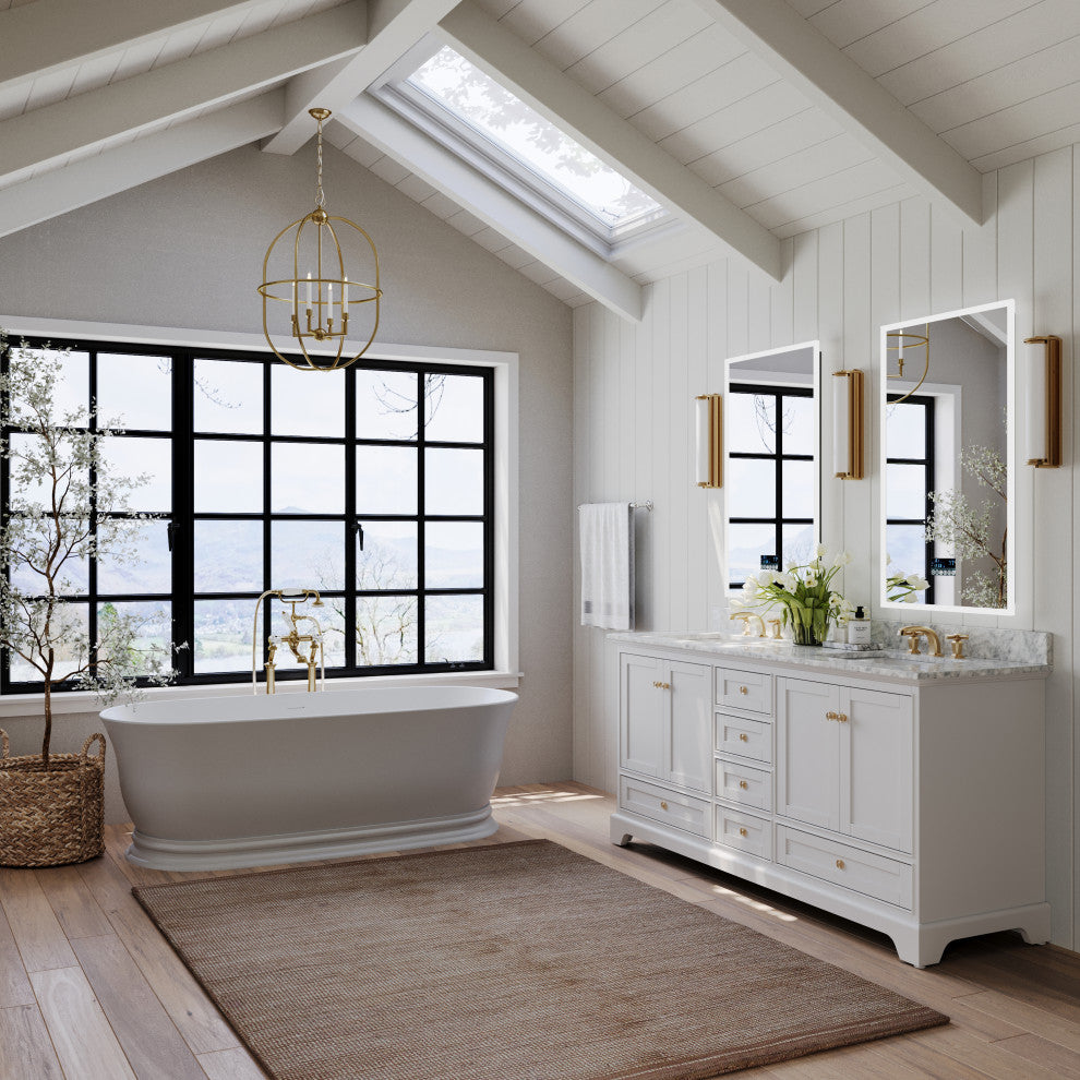 Audrey Vanity Set, White, 72", Gold Hardware, No Mirror