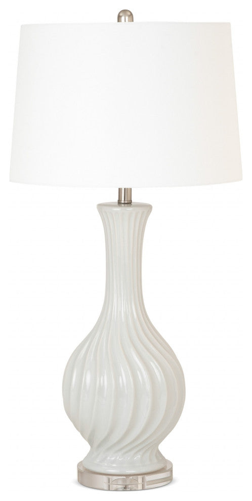 Set of 2 Light Gray Curved Ceramic Table Lamps