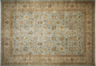 Turkish-Knotted Morvarid Light Blue/Beige Rug, 10'x14'2"