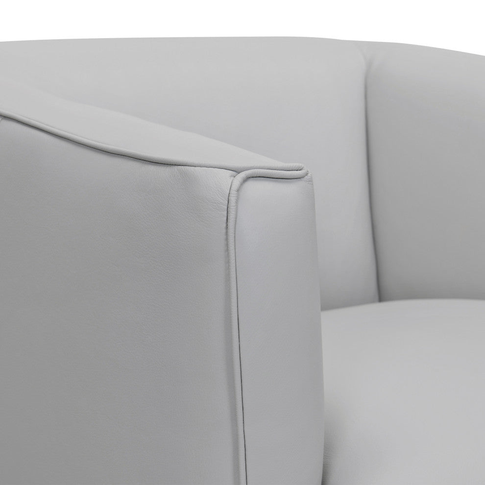 Whitney 45-Degree Return Swivel Genuine Leather Barrel Chair