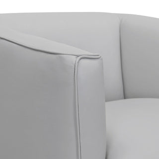 Whitney 45-Degree Return Swivel Genuine Leather Barrel Chair