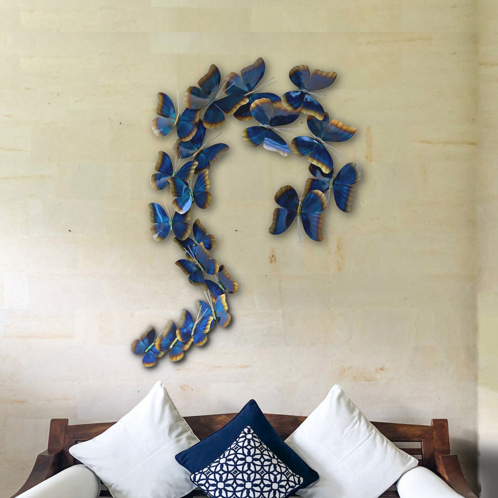 Modern Farmhouse Home Decor 'Blue Morpho S Flight' Contemporary Butterfly Art