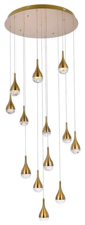 Elegant Lighting Amherst 13 Light 30" Chandelier, Satin Gold - 3813D30SG