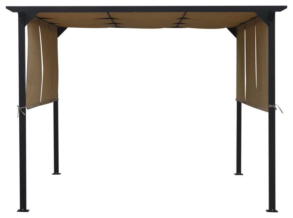 GDF Studio Dione Outdoor Steel Framed9.5' by 9.5' Gazebo, Beige