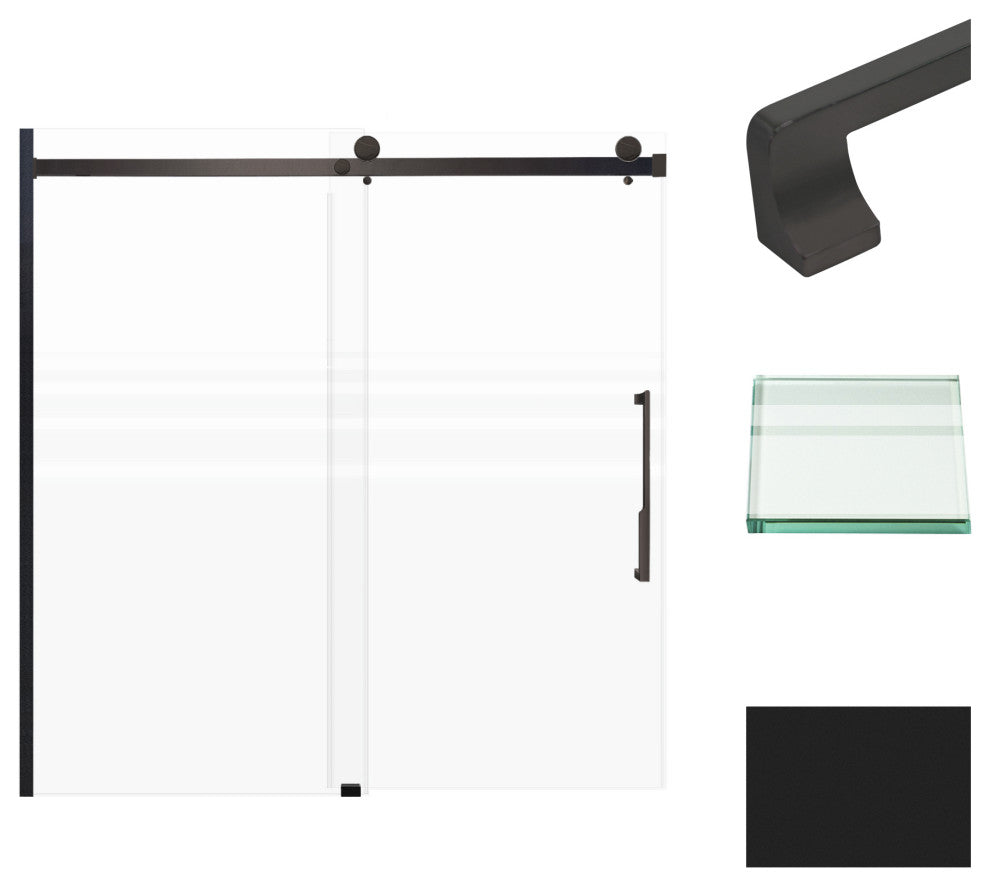 Transolid Madeline 60"x60" Frameless Shower Door with Fixed Panel in Matte Black
