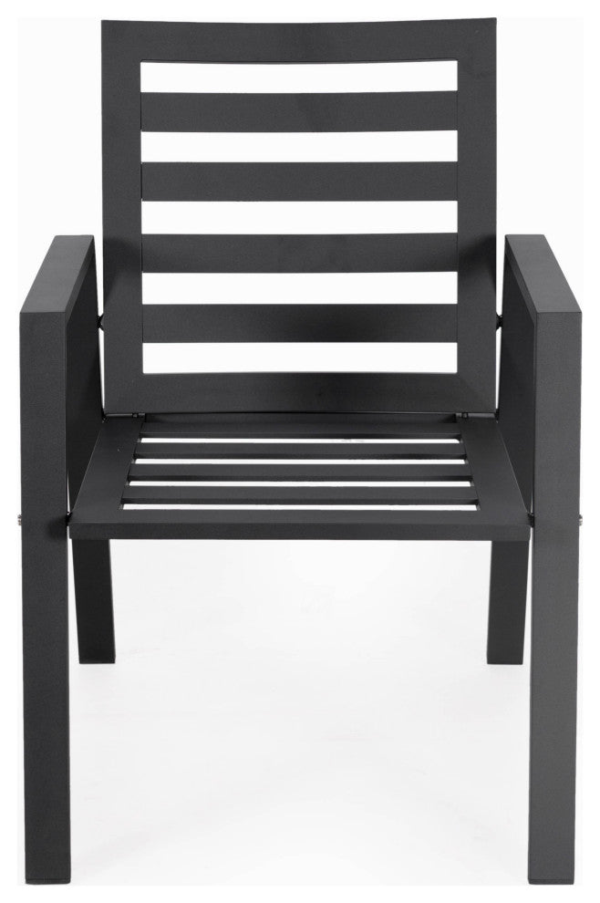 LeisureMod Chelsea Patio Dining Armchair in Aluminum with Cushions, Beige