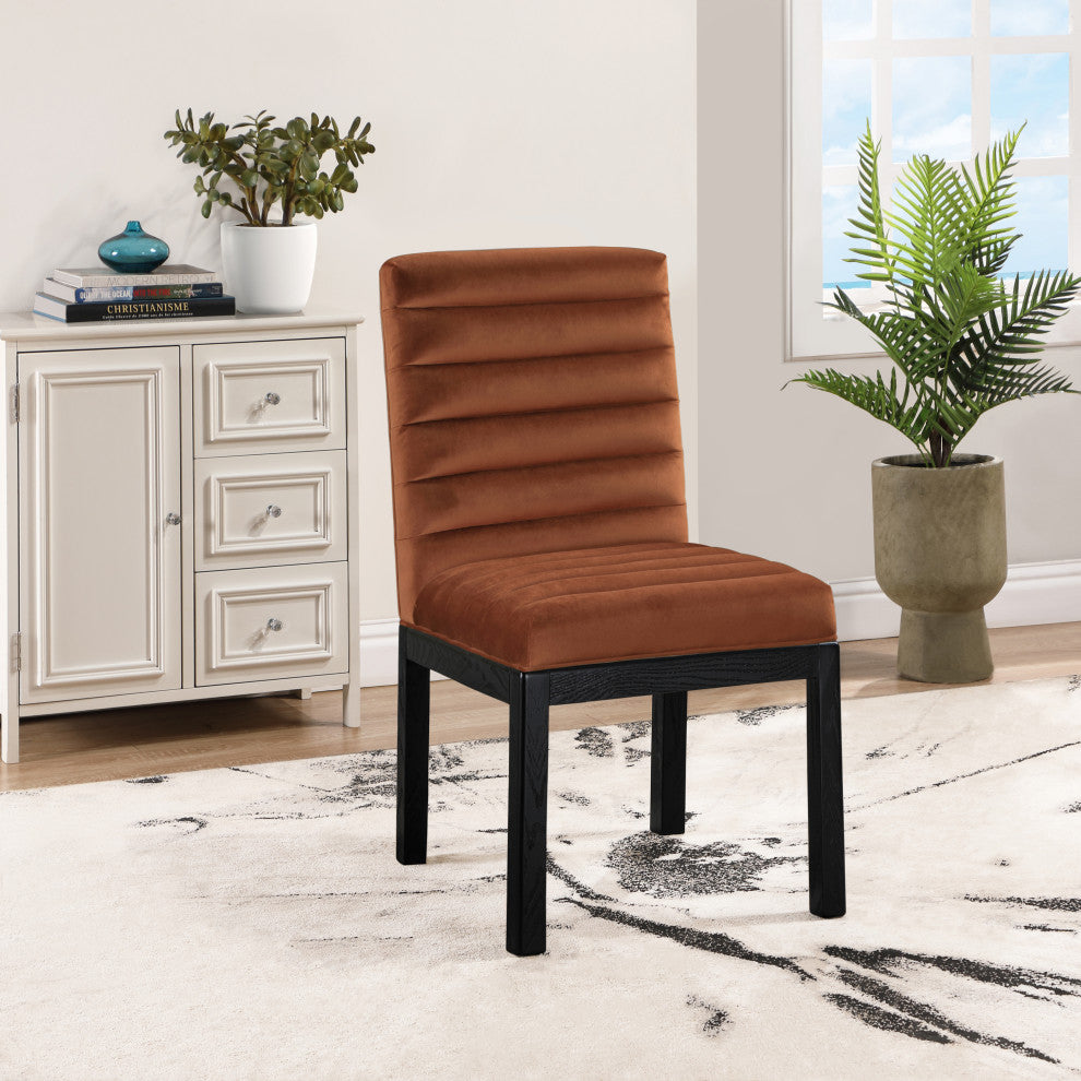 Meridian Furniture - Evelyn Cognac Velvet Dining Chair - Brown