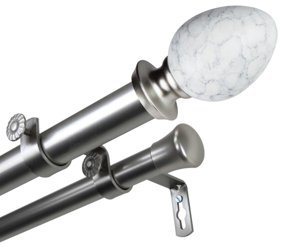 Afra 1" Double Curtain Rod, Satin Nickel, 66-120"