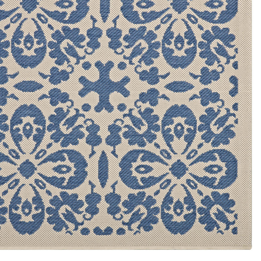 Vintage Area Rug Floor Carpet, Indoor Outdoor, Rectangular, 4x6, Blue Beige