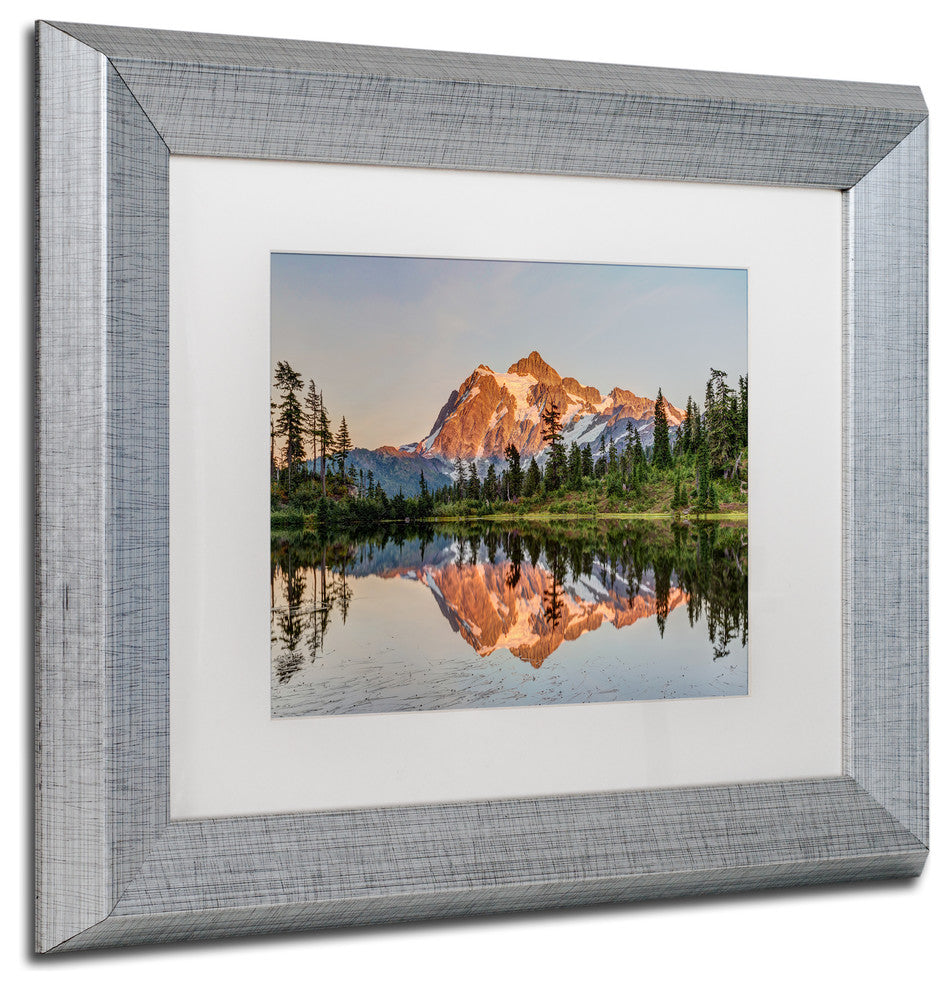 Pierre Leclerc 'Picture Lake Sunset' Matted Art, Silver Frame, White, 14x11