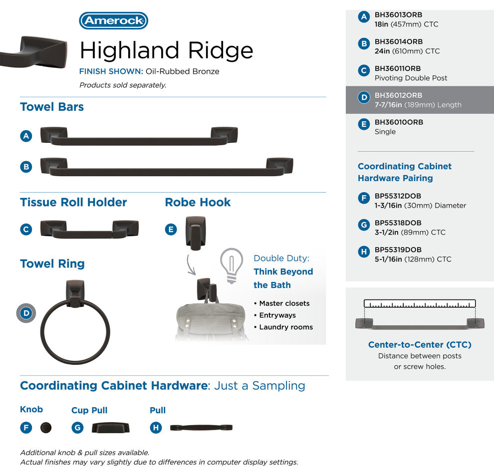 Amerock Highland Ridge Transitional Towel Ring, Oil Rubbed Bronze