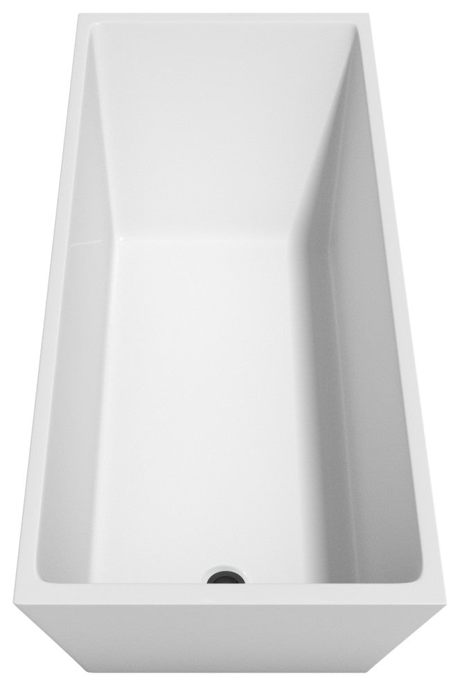 Hannah 67" Freestanding White Bathtub, Matte Black Drain and Overflow Trim