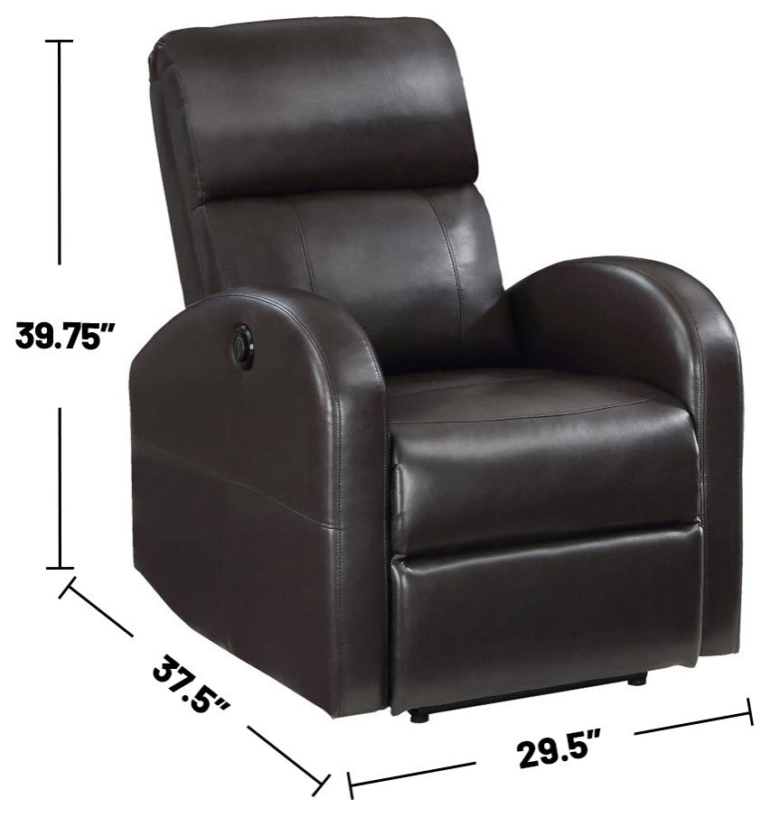 Faux Leather Upholstered Power Recliner Chair, Brown