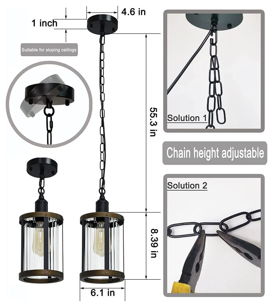 Farmhouse Pendant Lighting for Kitchen Rust Vintage Cage Pendant Lamp