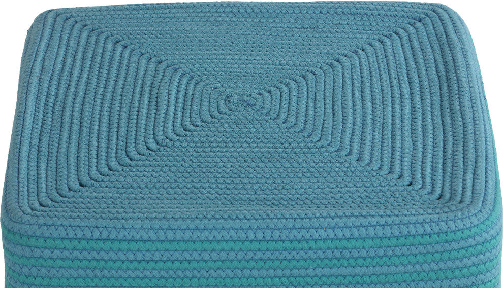 Cortesi Home Macon Square Rope Pouf Ottomans, Blue