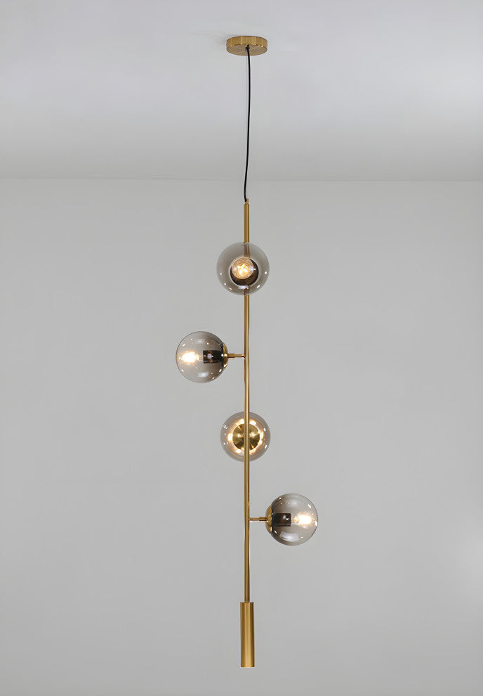 Iglesias | Luxury LED Pendant Light in the Shape of Glass Ball for Dining Room, Gold, Smoky Glass, Warm Light