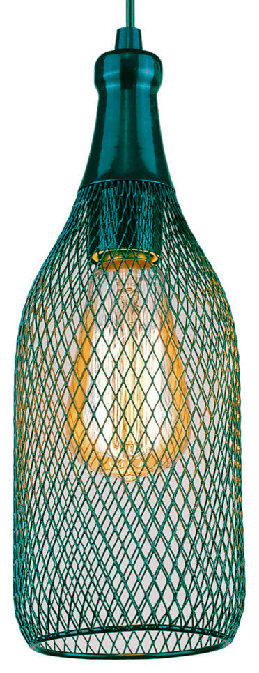 Collocational Mesh Enclosure Pendant Light, Turquoise