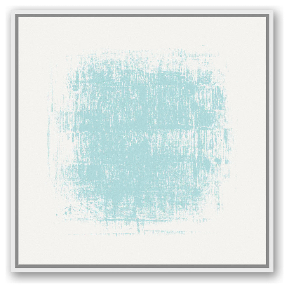 Blue Pastel Texture Blob 30x30 White Floating Framed Canvas