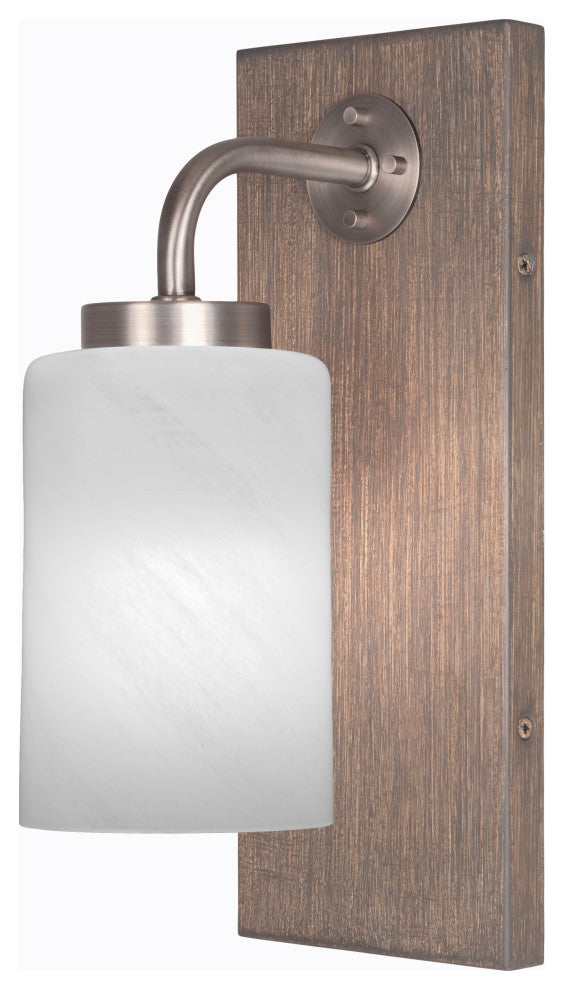Oxbridge Wall Sconce, Graphite & Painted Distressed Metal, 4" White Marble
