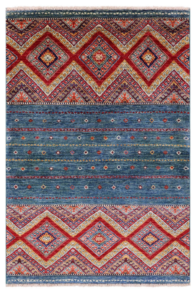 3' 5" X 5' 0" Khorjin Super Kazak Hand-Knotted Wool Rug Q11069