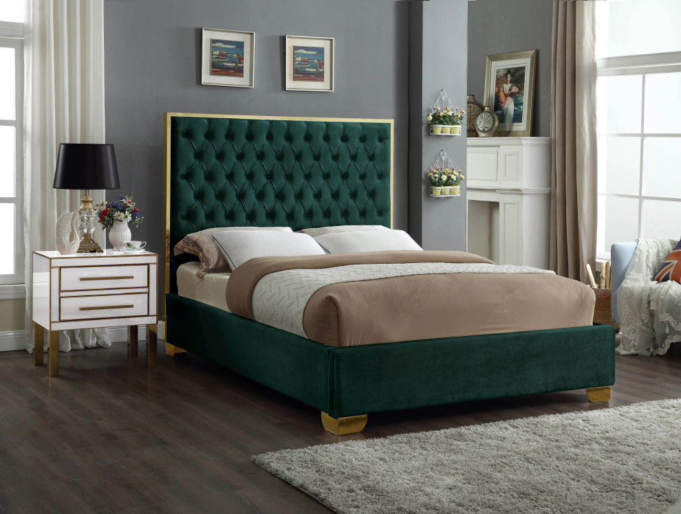 Lana Velvet Bed, Green, Full