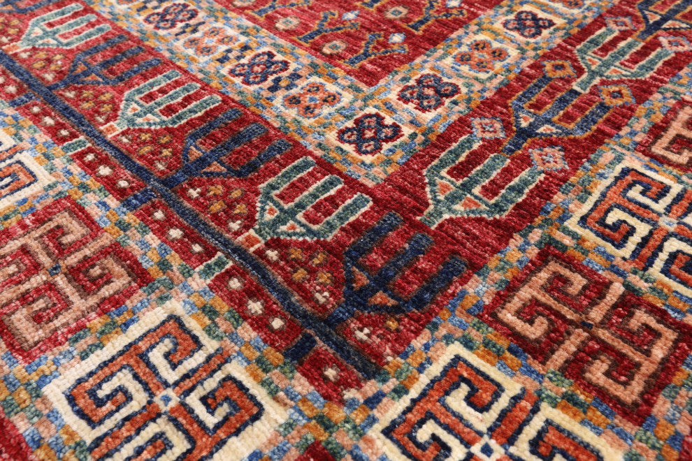 Tribal Persian Gabbeh Handmade Wool Rug 4' 1" X 5' 8" Q5843