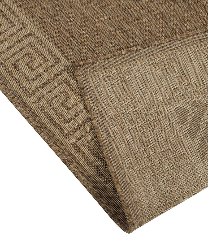 Outdoor Collection Geometric Area Rug - UV Safe Rug, Neutral, 5'3"x7'6"