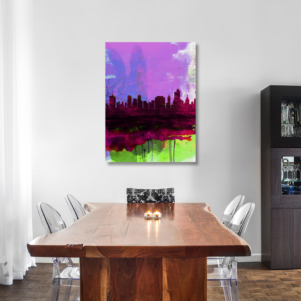 "Tulsa Watercolor Skyline 2" Fine Art Print