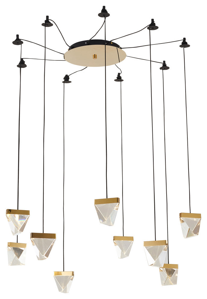 Gold Metal Chandelier With Clear Crystal