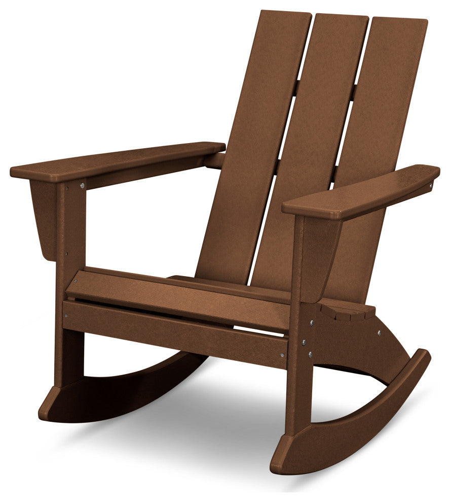 POLYWOOD Modern Adirondack Rocking Chair, Teak