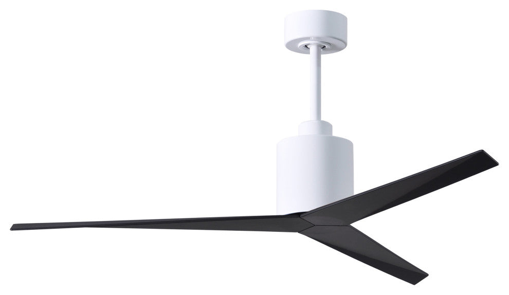 Eliza, 3-Bladed Paddle Fan, Gloss White Finish With Matte Black Blades